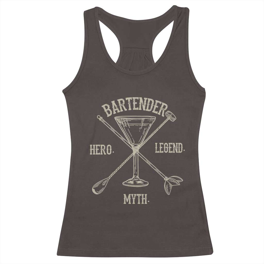 Bartender Hero Myth Legend Racerback Tank Top TS09 Dark Chocolate Print Your Wear
