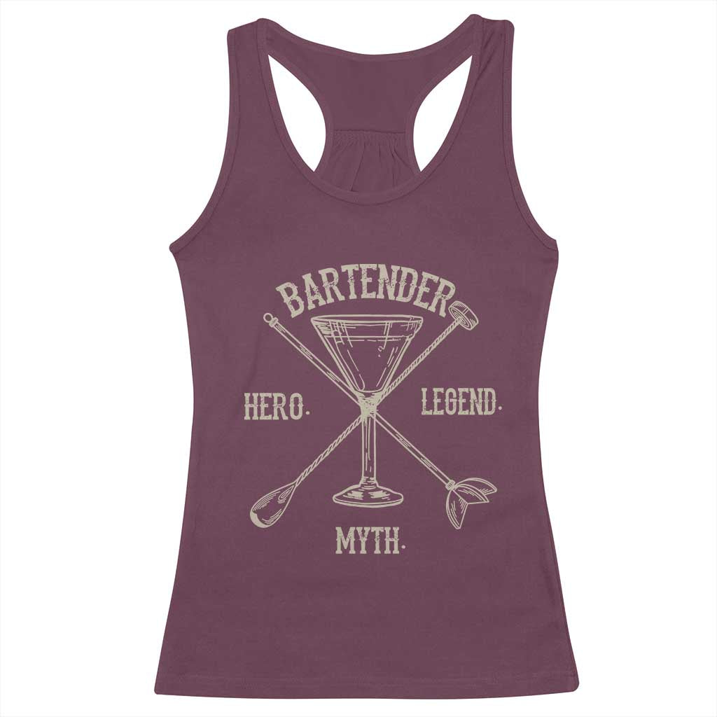 Bartender Hero Myth Legend Racerback Tank Top TS09 Maroon Print Your Wear