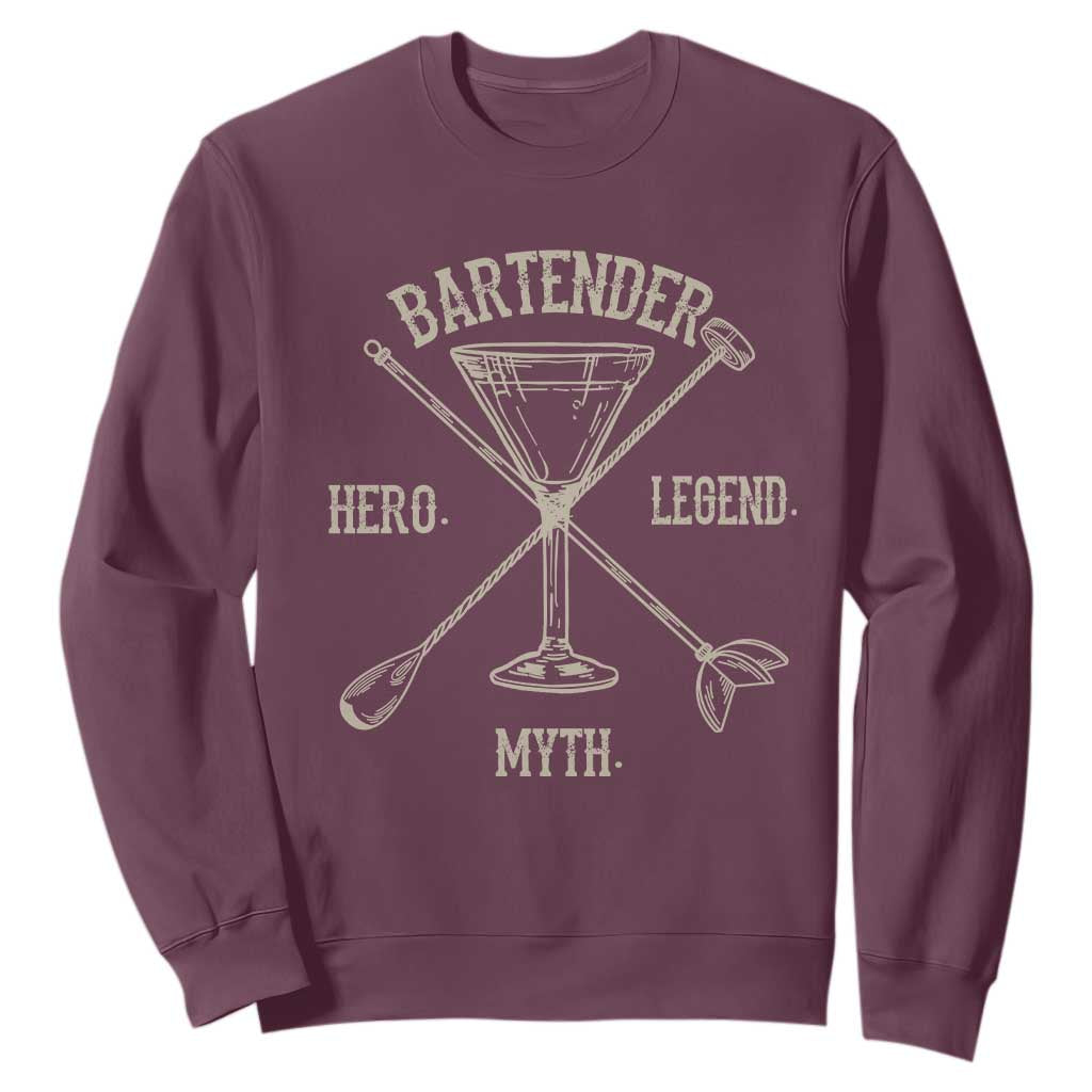 Bartender Hero Myth Legend Sweatshirt TS09 Maroon Print Your Wear