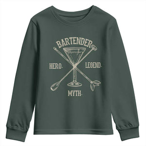Bartender Hero Myth Legend Youth Sweatshirt TS09 Dark Forest Green Print Your Wear