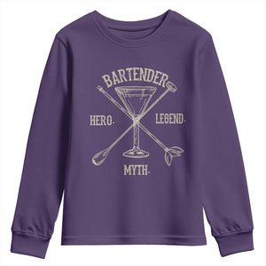 Bartender Hero Myth Legend Youth Sweatshirt TS09 Purple Print Your Wear