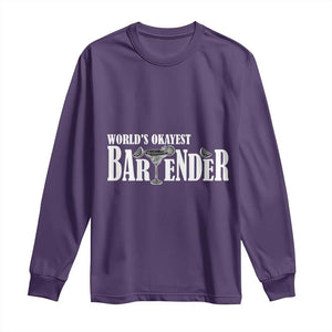 World's Okayest Bartender Long Sleeve Shirt TS09 Purple Print Your Wear