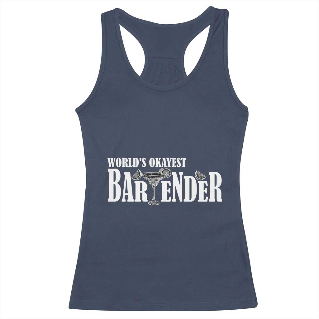 World's Okayest Bartender Racerback Tank Top TS09 Navy Print Your Wear