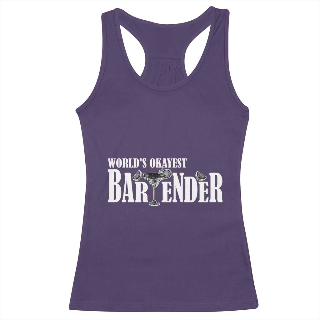 World's Okayest Bartender Racerback Tank Top TS09 Purple Print Your Wear
