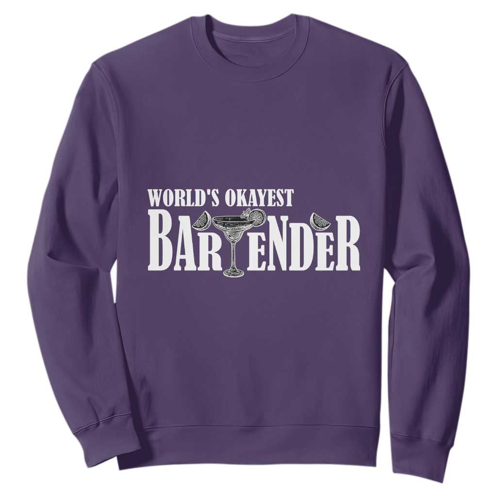 World's Okayest Bartender Sweatshirt TS09 Purple Print Your Wear