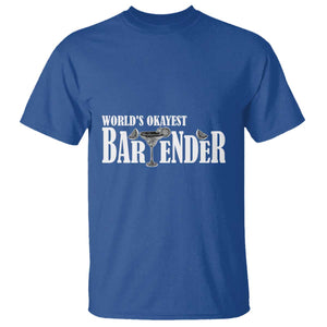 World's Okayest Bartender T Shirt TS09 Royal Blue Print Your Wear