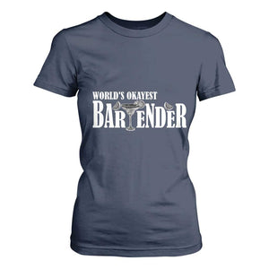 World's Okayest Bartender T Shirt For Women TS09 Navy Print Your Wear