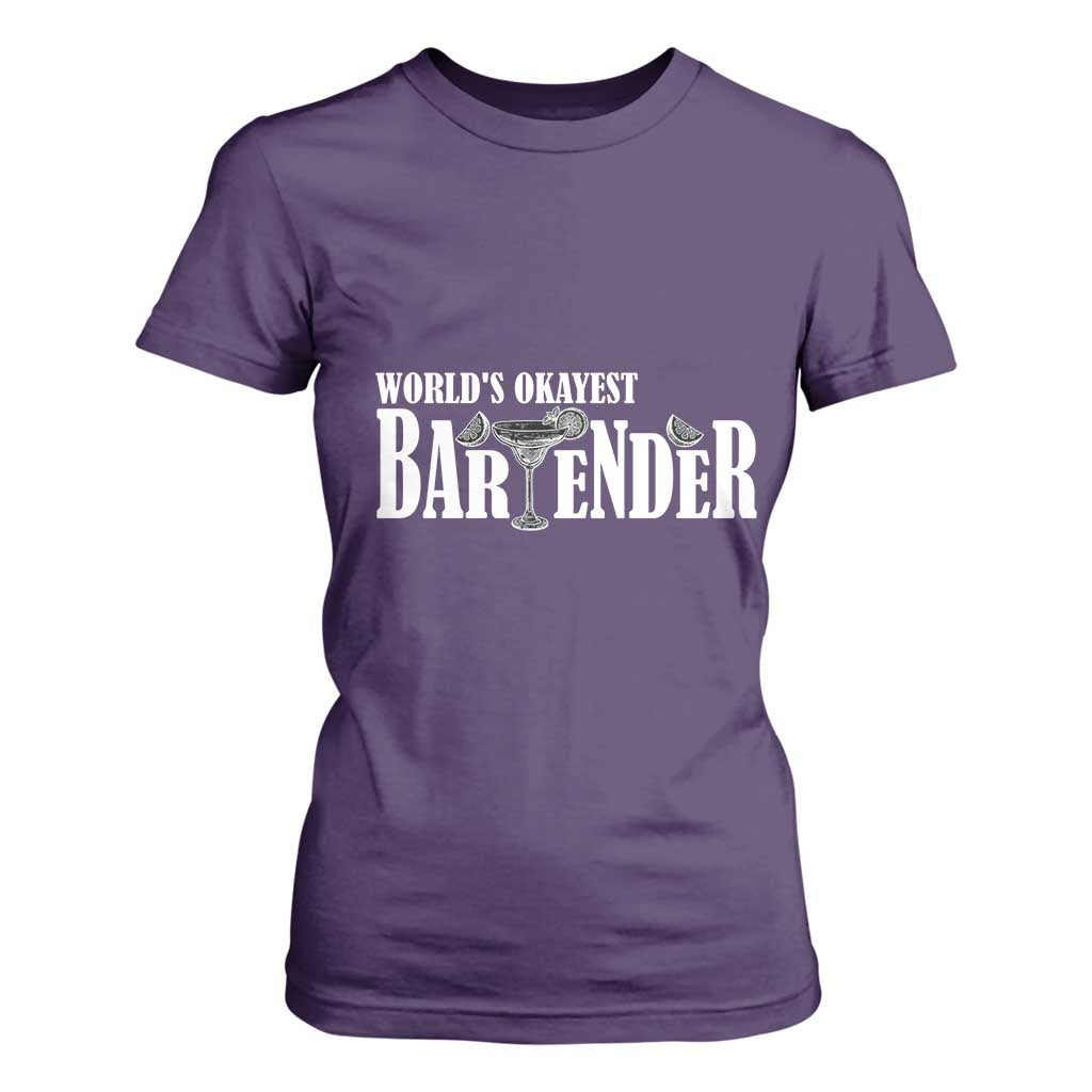World's Okayest Bartender T Shirt For Women TS09 Purple Print Your Wear