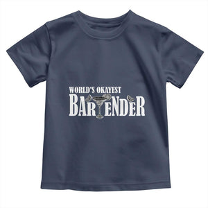 World's Okayest Bartender Toddler T Shirt TS09 Navy Print Your Wear