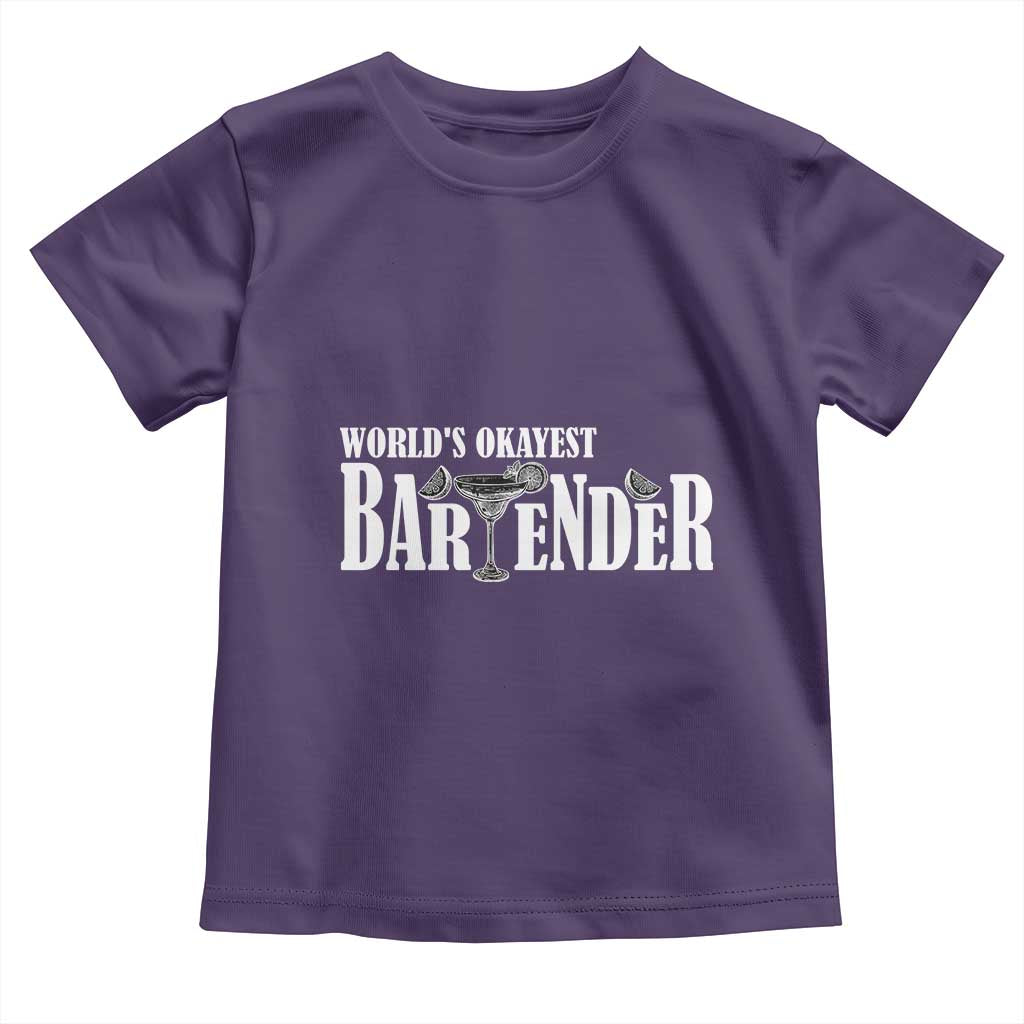 World's Okayest Bartender Toddler T Shirt TS09 Purple Print Your Wear