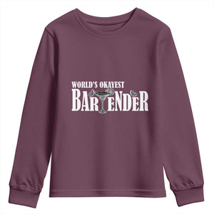World's Okayest Bartender Youth Sweatshirt TS09 Maroon Print Your Wear