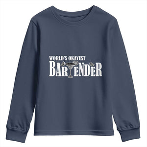 World's Okayest Bartender Youth Sweatshirt TS09 Navy Print Your Wear