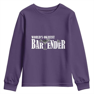 World's Okayest Bartender Youth Sweatshirt TS09 Purple Print Your Wear