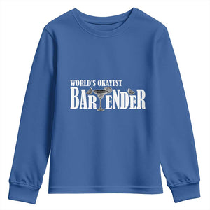 World's Okayest Bartender Youth Sweatshirt TS09 Royal Blue Print Your Wear