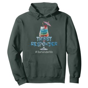 Funny Bartender Hoodie Thirst Responder Mixologists TS09 Dark Forest Green Print Your Wear