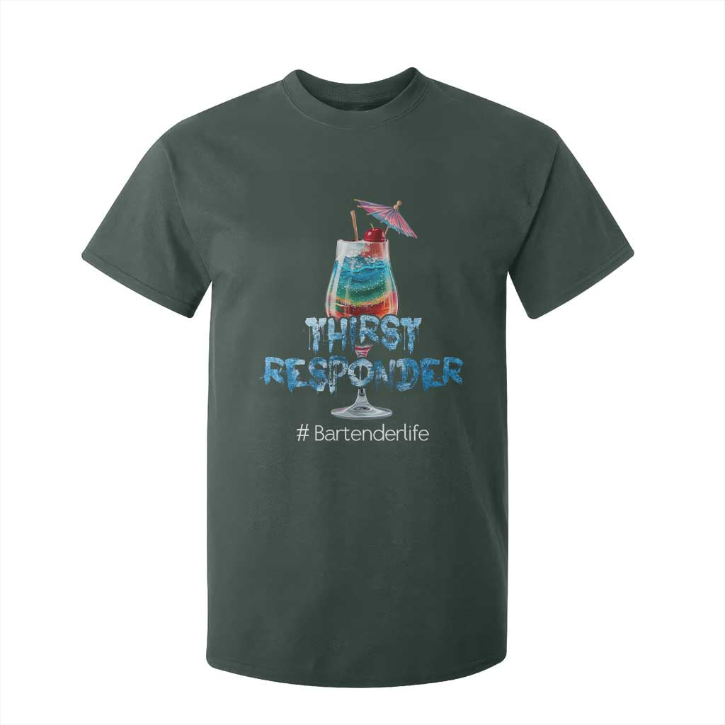 Funny Bartender T Shirt For Kid Thirst Responder Mixologists TS09 Dark Forest Green Print Your Wear