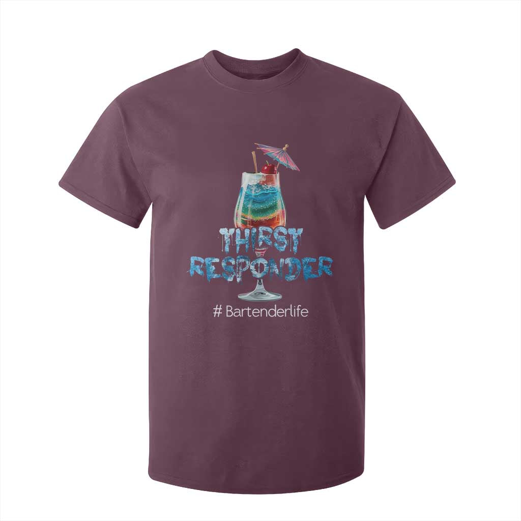 Funny Bartender T Shirt For Kid Thirst Responder Mixologists TS09 Maroon Print Your Wear