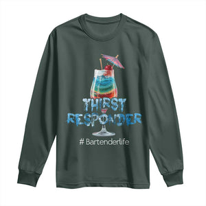 Funny Bartender Long Sleeve Shirt Thirst Responder Mixologists TS09 Dark Forest Green Print Your Wear