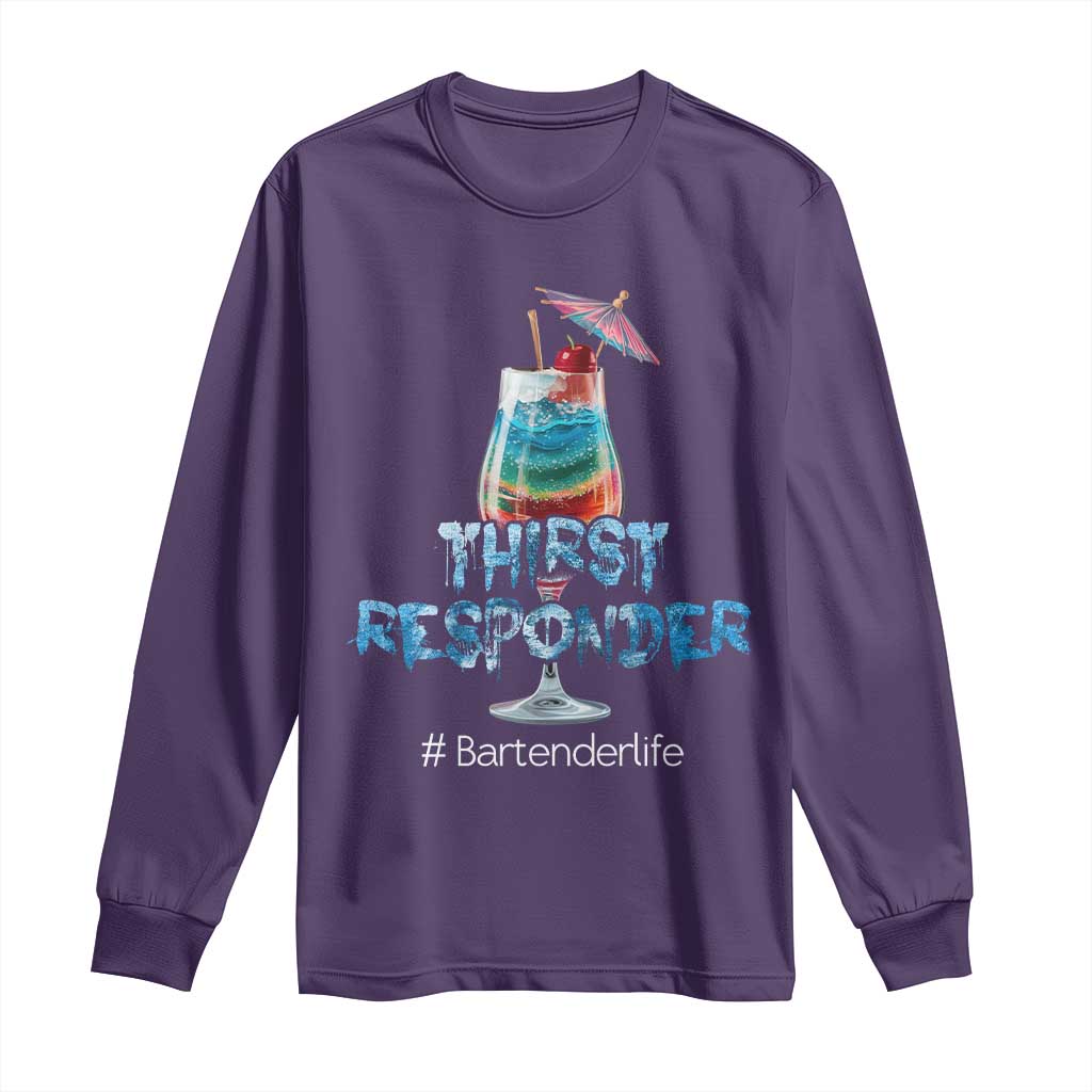 Funny Bartender Long Sleeve Shirt Thirst Responder Mixologists TS09 Purple Print Your Wear