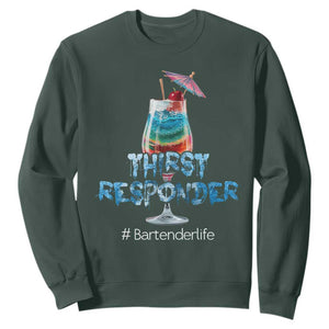 Funny Bartender Sweatshirt Thirst Responder Mixologists TS09 Dark Forest Green Print Your Wear