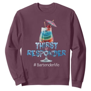 Funny Bartender Sweatshirt Thirst Responder Mixologists TS09 Maroon Print Your Wear