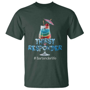 Funny Bartender T Shirt Thirst Responder Mixologists TS09 Dark Forest Green Print Your Wear