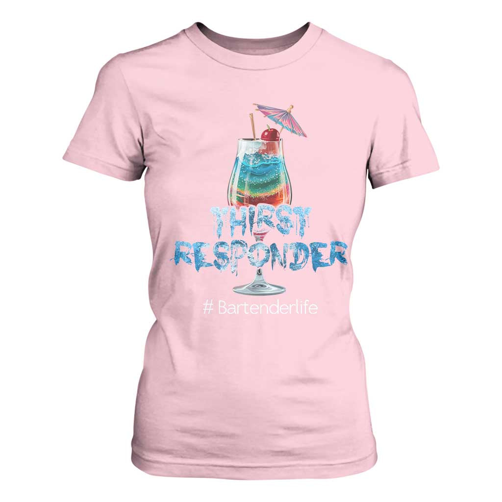 Funny Bartender T Shirt For Women Thirst Responder Mixologists TS09 Light Pink Print Your Wear