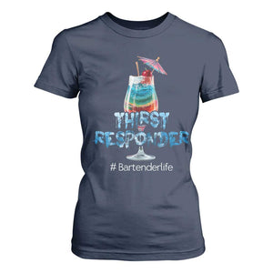 Funny Bartender T Shirt For Women Thirst Responder Mixologists TS09 Navy Print Your Wear