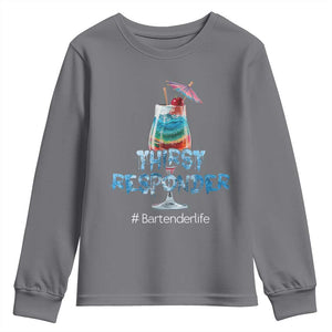Funny Bartender Youth Sweatshirt Thirst Responder Mixologists TS09 Charcoal Print Your Wear