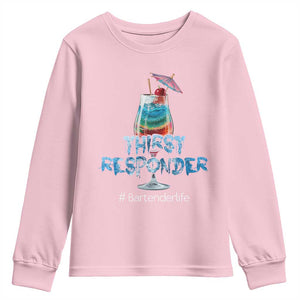 Funny Bartender Youth Sweatshirt Thirst Responder Mixologists TS09 Light Pink Print Your Wear