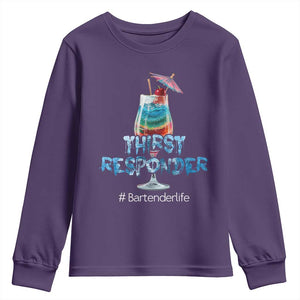 Funny Bartender Youth Sweatshirt Thirst Responder Mixologists TS09 Purple Print Your Wear