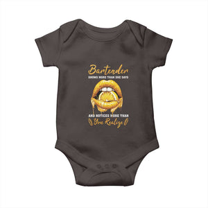 Bartender Baby Onesie Knows More Than She Says TS09 Dark Chocolate Print Your Wear