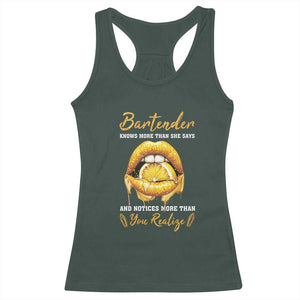 Bartender Racerback Tank Top Knows More Than She Says TS09 Dark Forest Green Print Your Wear