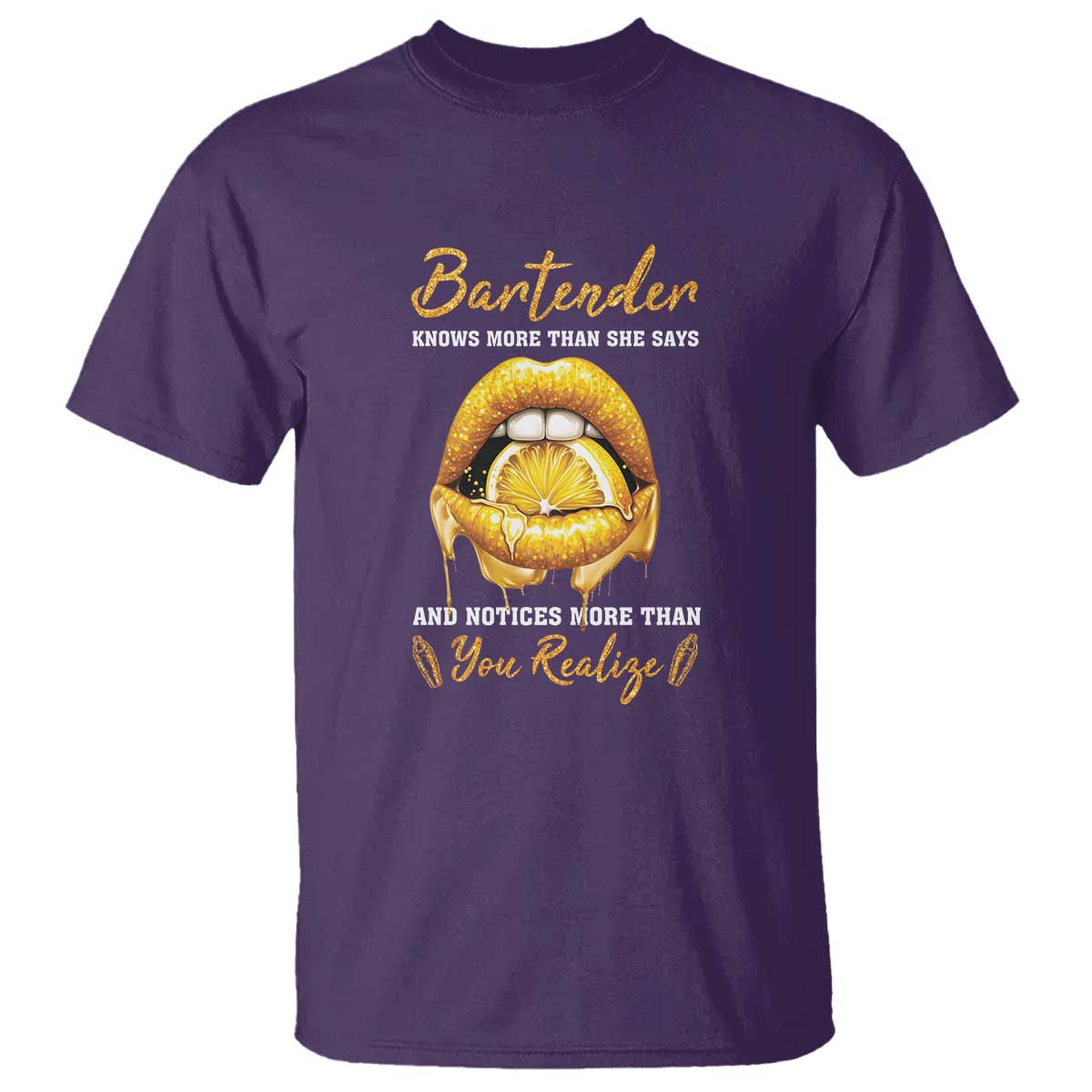 Bartender T Shirt Knows More Than She Says TS09 Purple Print Your Wear