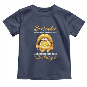 Bartender Toddler T Shirt Knows More Than She Says TS09 Navy Print Your Wear