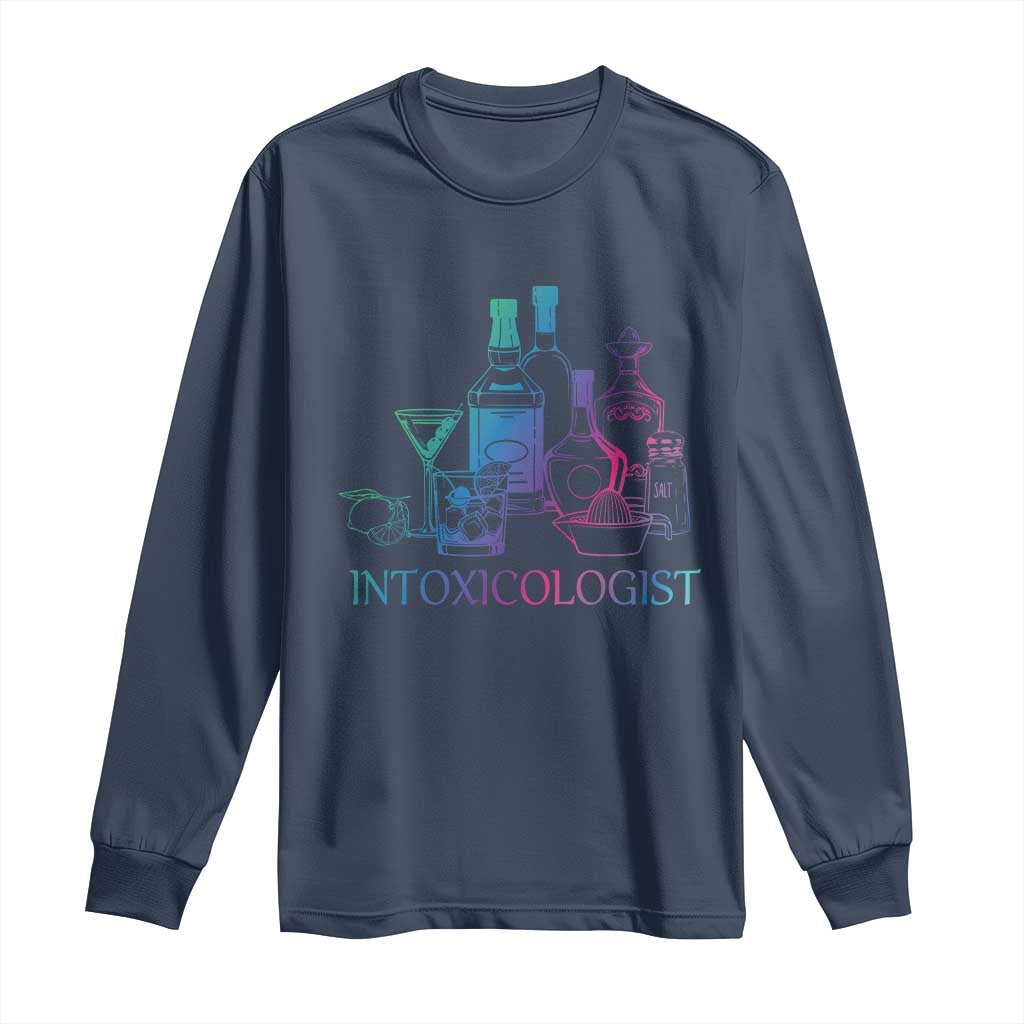 Funny Bartender Intoxicologist Long Sleeve Shirt TS09 Navy Print Your Wear