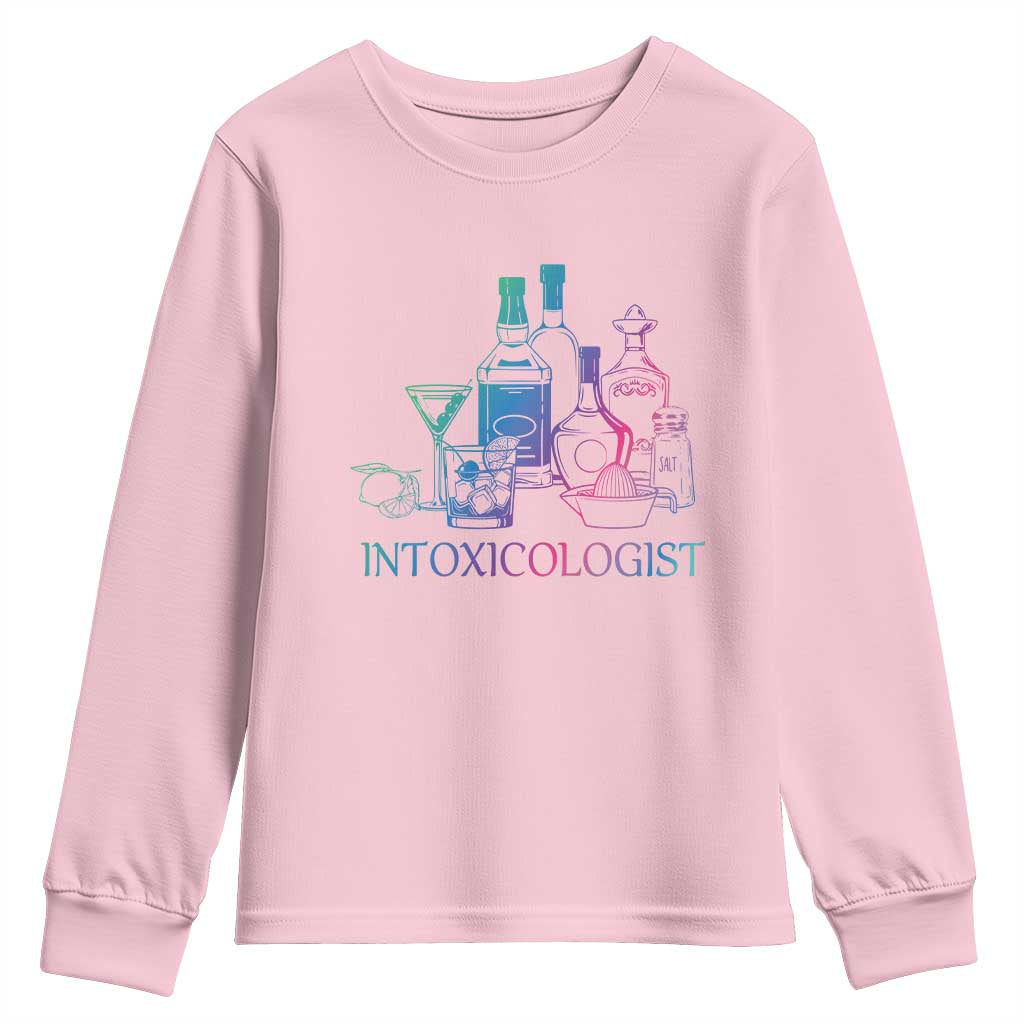 Funny Bartender Intoxicologist Youth Sweatshirt TS09 Light Pink Print Your Wear
