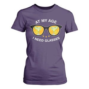 Funny Drinking At My Age I Need Glasses T Shirt For Women TS09 Purple Print Your Wear