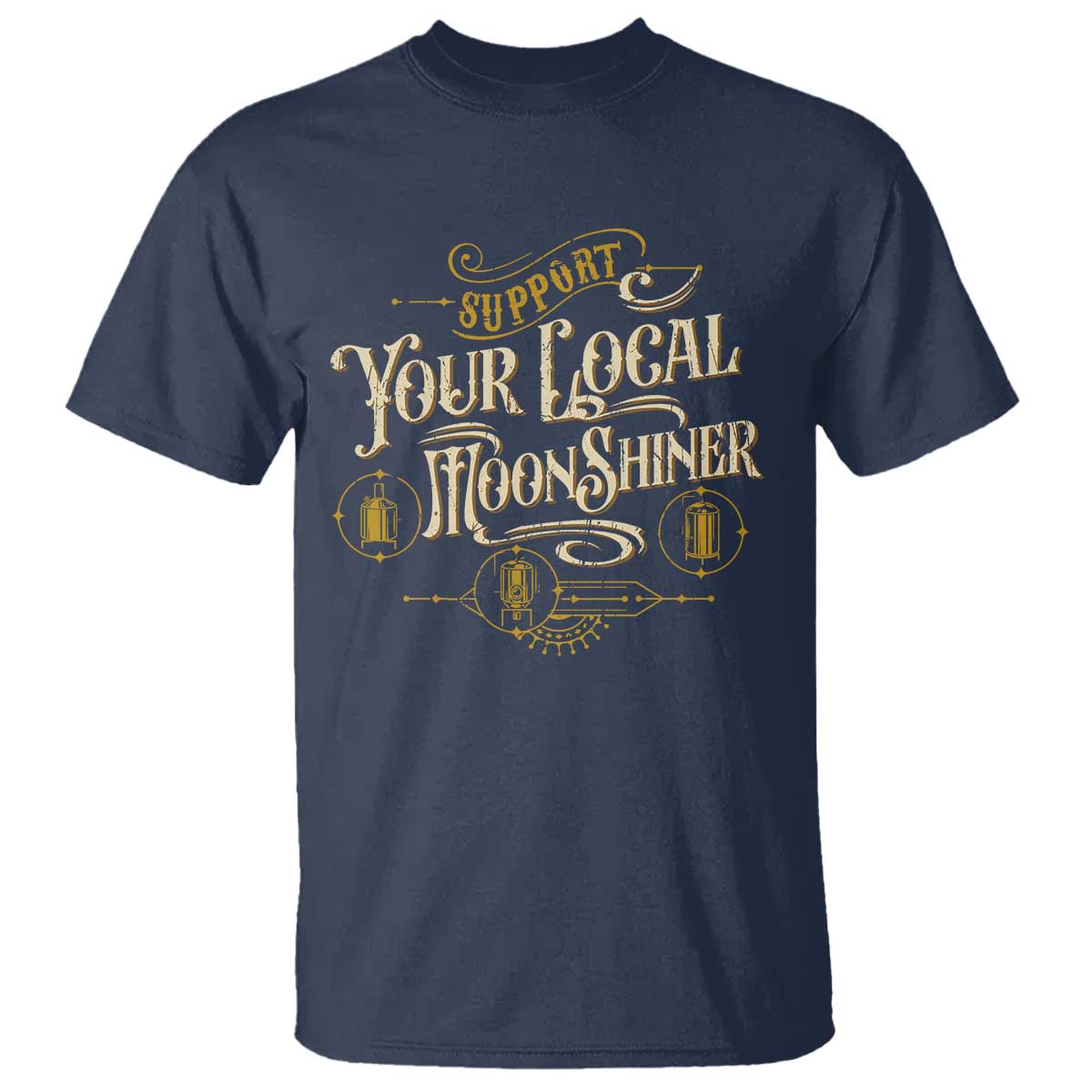 Moonshine T Shirt Support Your Local Moonshiner Drinking TS09 Navy Print Your Wear