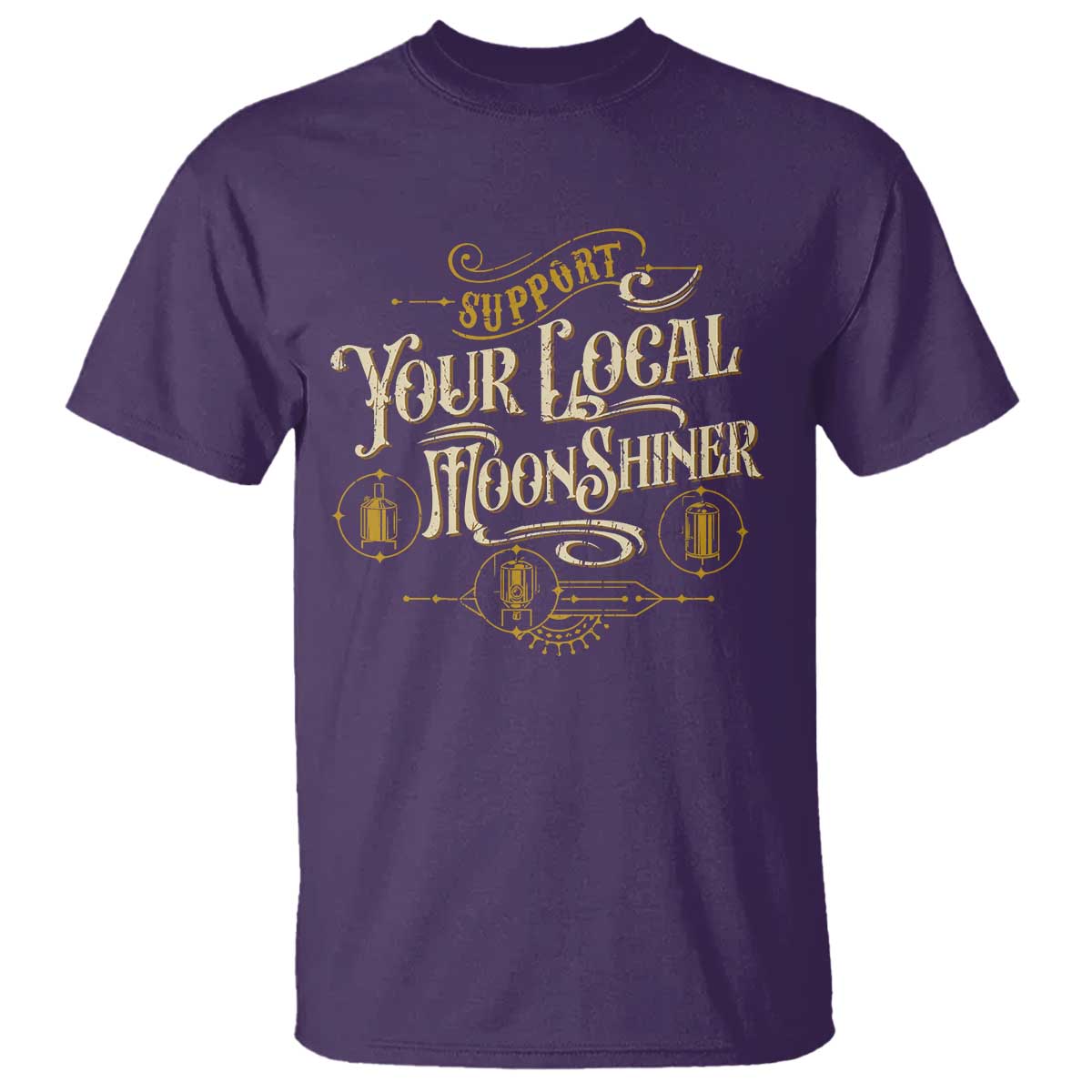 Moonshine T Shirt Support Your Local Moonshiner Drinking TS09 Purple Print Your Wear