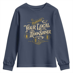 Moonshine Youth Sweatshirt Support Your Local Moonshiner Drinking TS09 Navy Print Your Wear