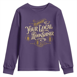Moonshine Youth Sweatshirt Support Your Local Moonshiner Drinking TS09 Purple Print Your Wear