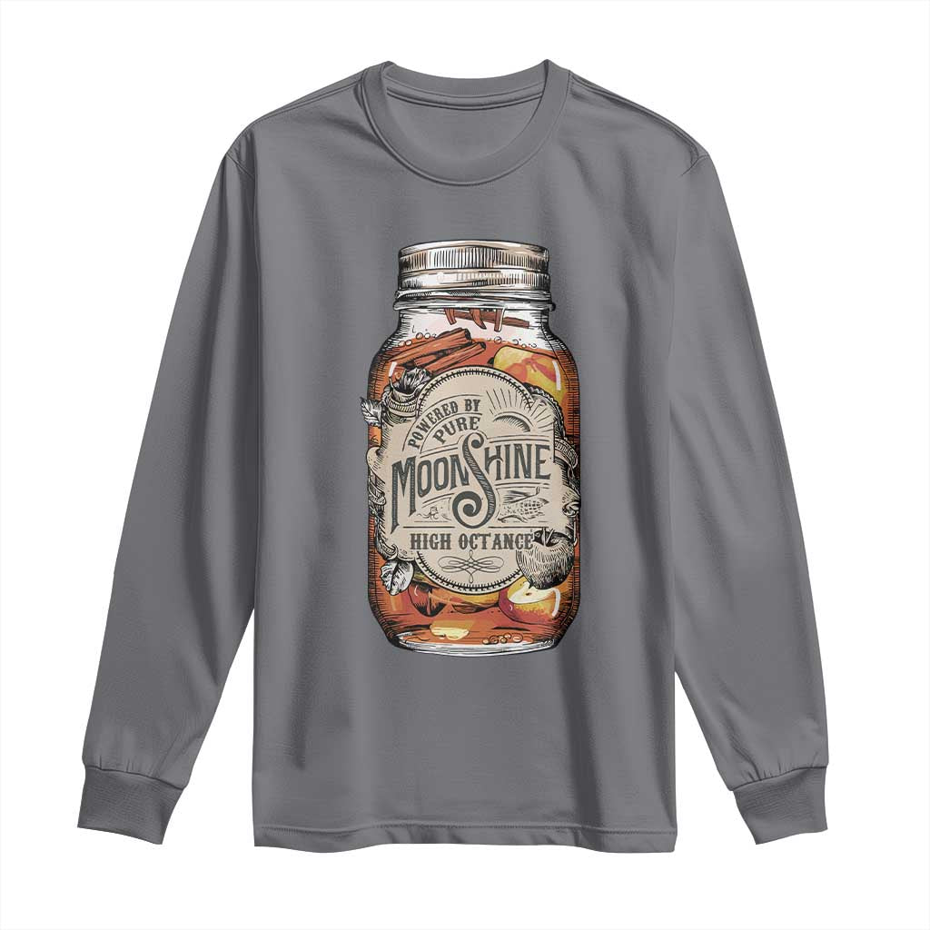 Drinking Powered By Pure Moonshine Long Sleeve Shirt TS09 Charcoal Print Your Wear