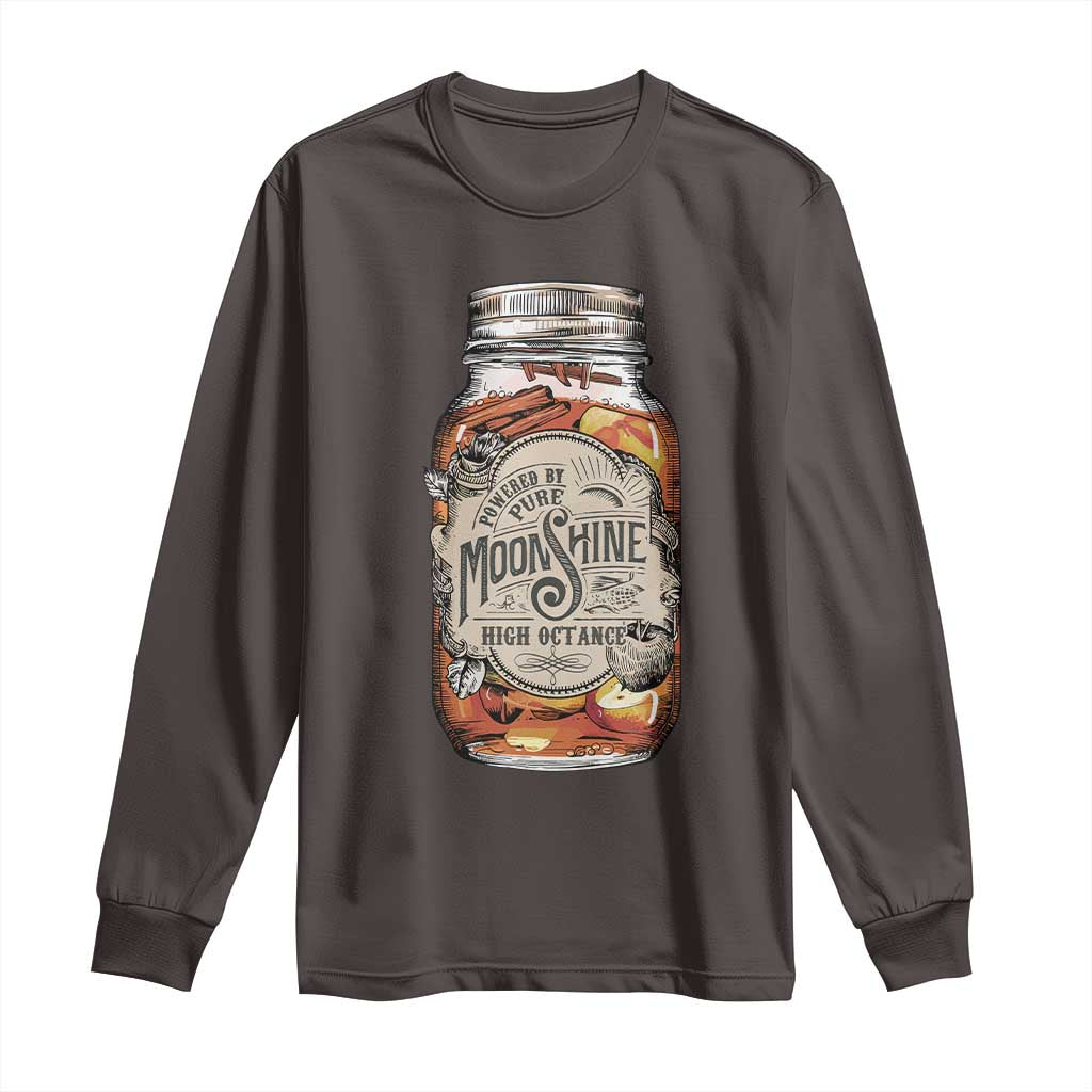 Drinking Powered By Pure Moonshine Long Sleeve Shirt TS09 Dark Chocolate Print Your Wear