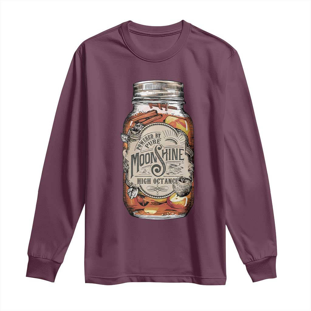 Drinking Powered By Pure Moonshine Long Sleeve Shirt TS09 Maroon Print Your Wear