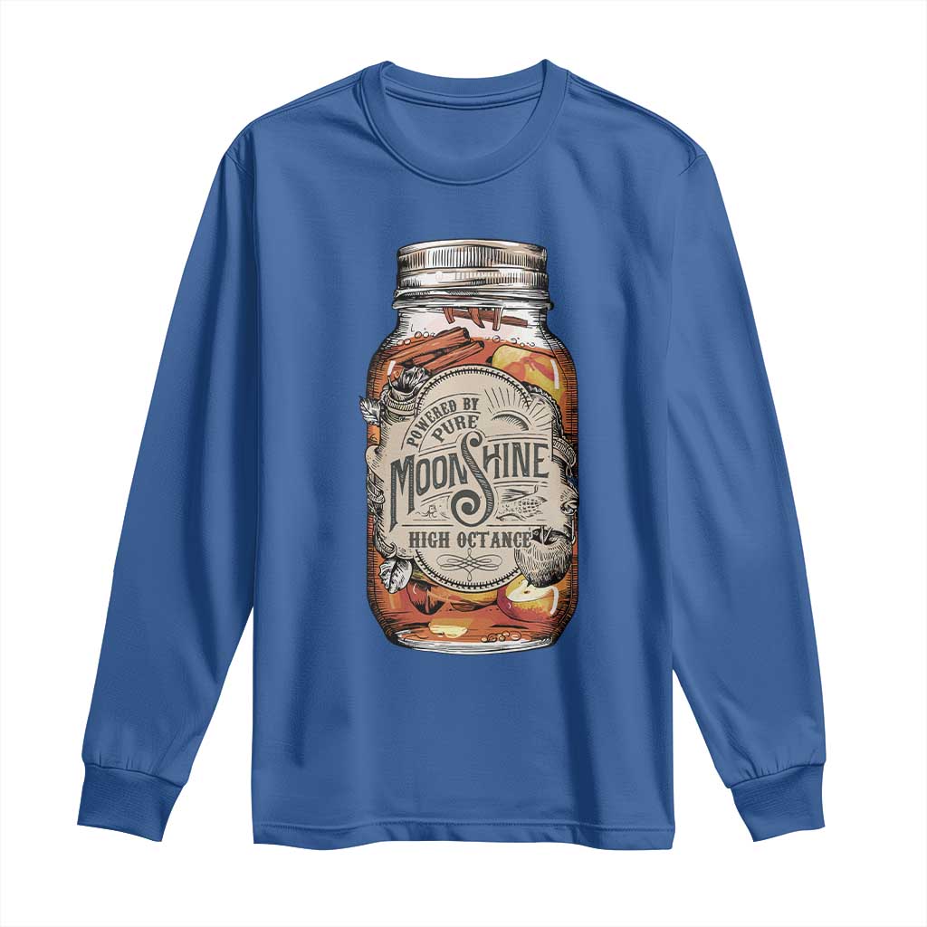 Drinking Powered By Pure Moonshine Long Sleeve Shirt TS09 Royal Blue Print Your Wear