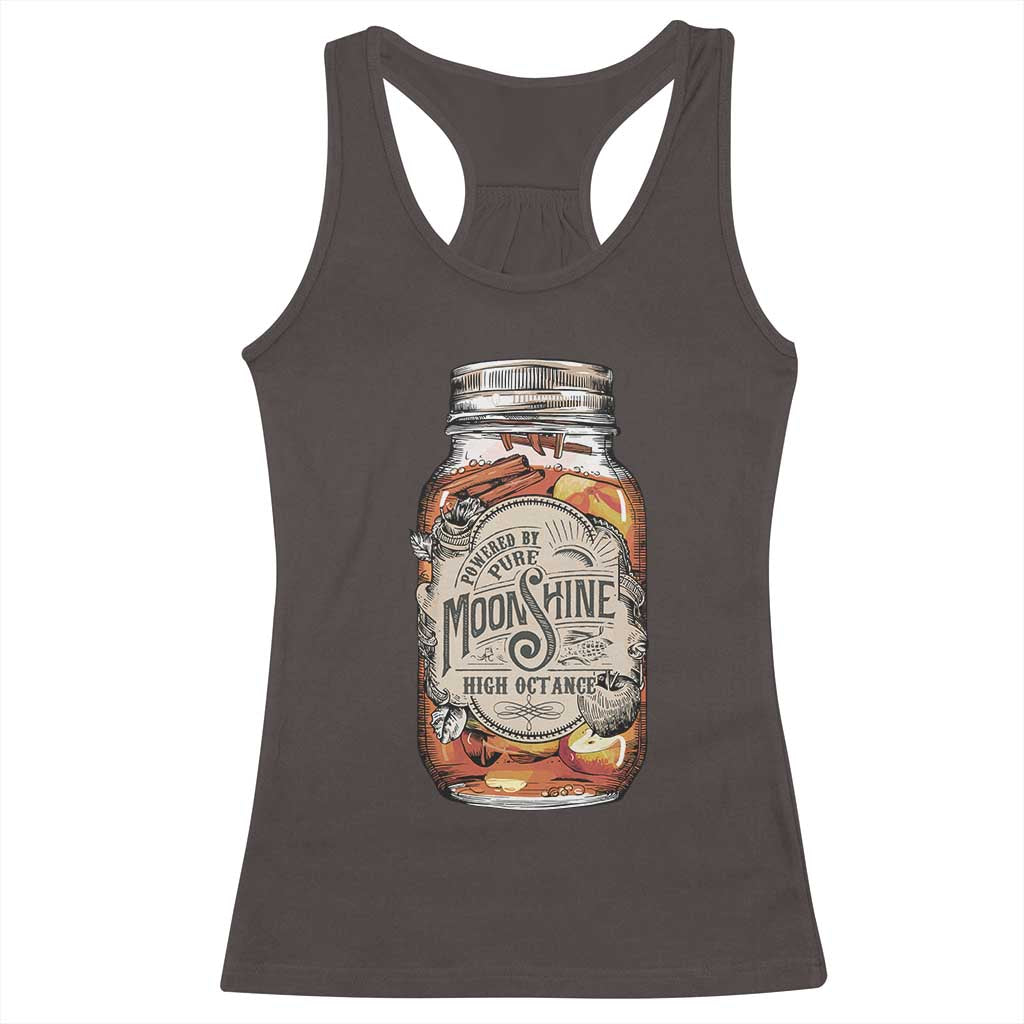 Drinking Powered By Pure Moonshine Racerback Tank Top TS09 Dark Chocolate Print Your Wear
