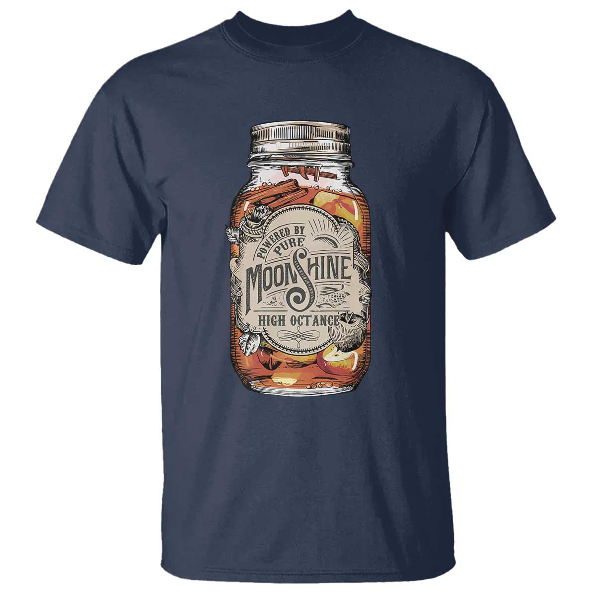 Drinking Powered By Pure Moonshine T Shirt TS09 Navy Print Your Wear