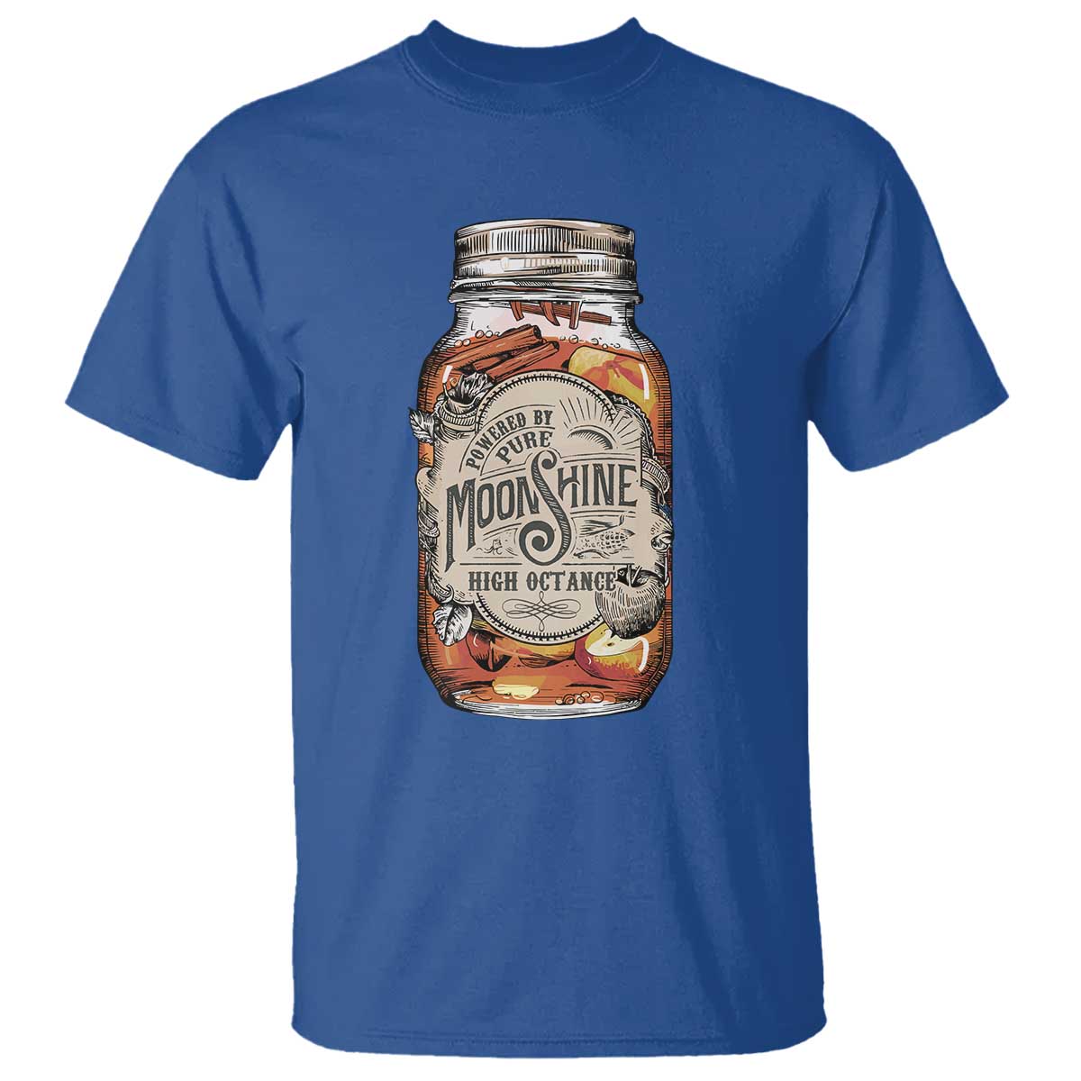 Drinking Powered By Pure Moonshine T Shirt TS09 Royal Blue Print Your Wear