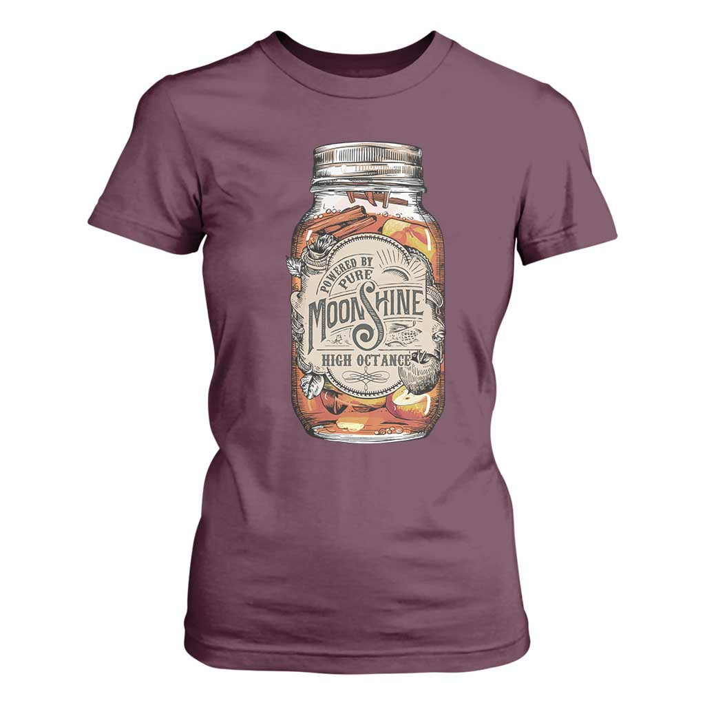 Drinking Powered By Pure Moonshine T Shirt For Women TS09 Maroon Print Your Wear